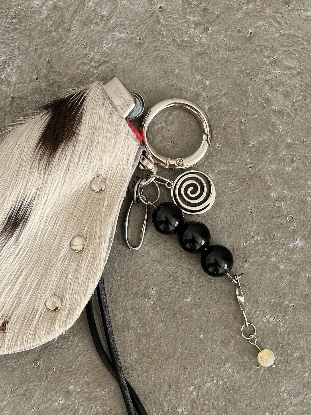 Hair-On Leather Lighter Case with Curated Charms