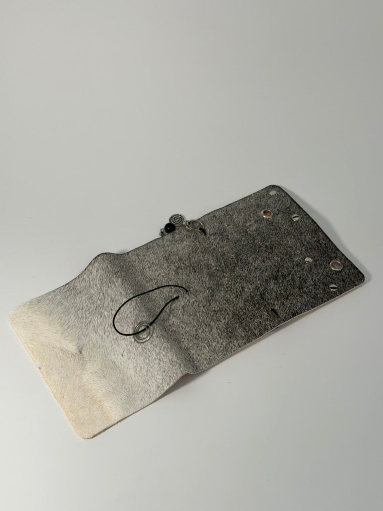 The Archive / Silver Ombré Trifold Hair On Cowhide Journal  — Pocket