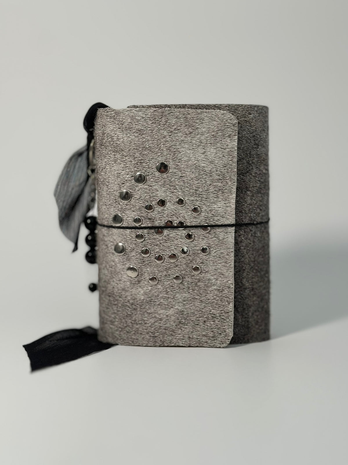 The Archive / Silver Ombré Trifold Hair On Cowhide Journal  — Pocket