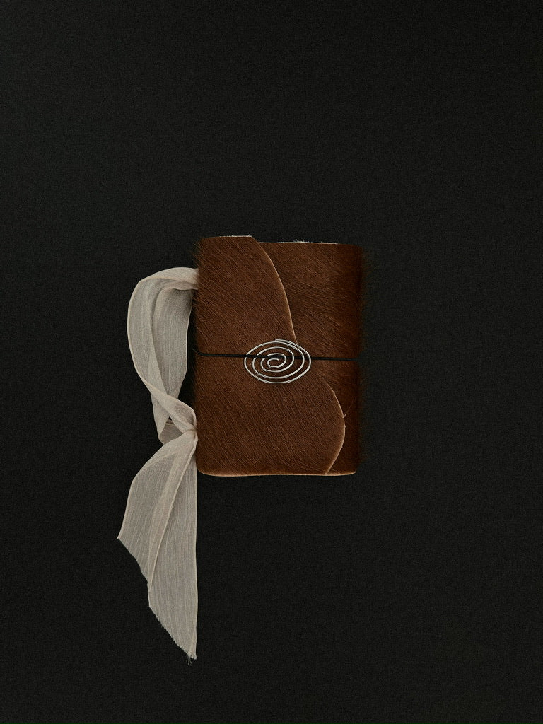 The Archive / Burnt Sienna Trifold Hair On Cowhide Journal  — POCKET, XL