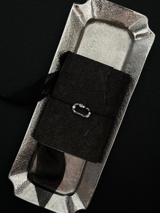 The Archive / Silver Ombré Trifold Hair On Cowhide Journal  — Pocket