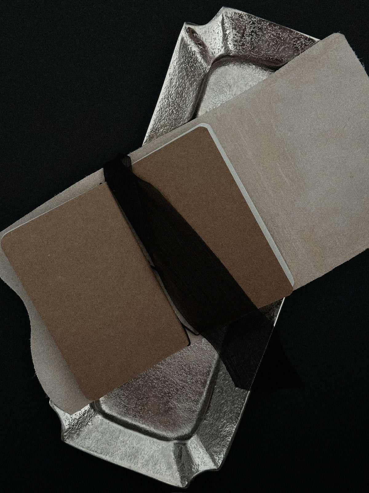 The Archive / Silver Ombré Trifold Hair On Cowhide Journal  — Pocket
