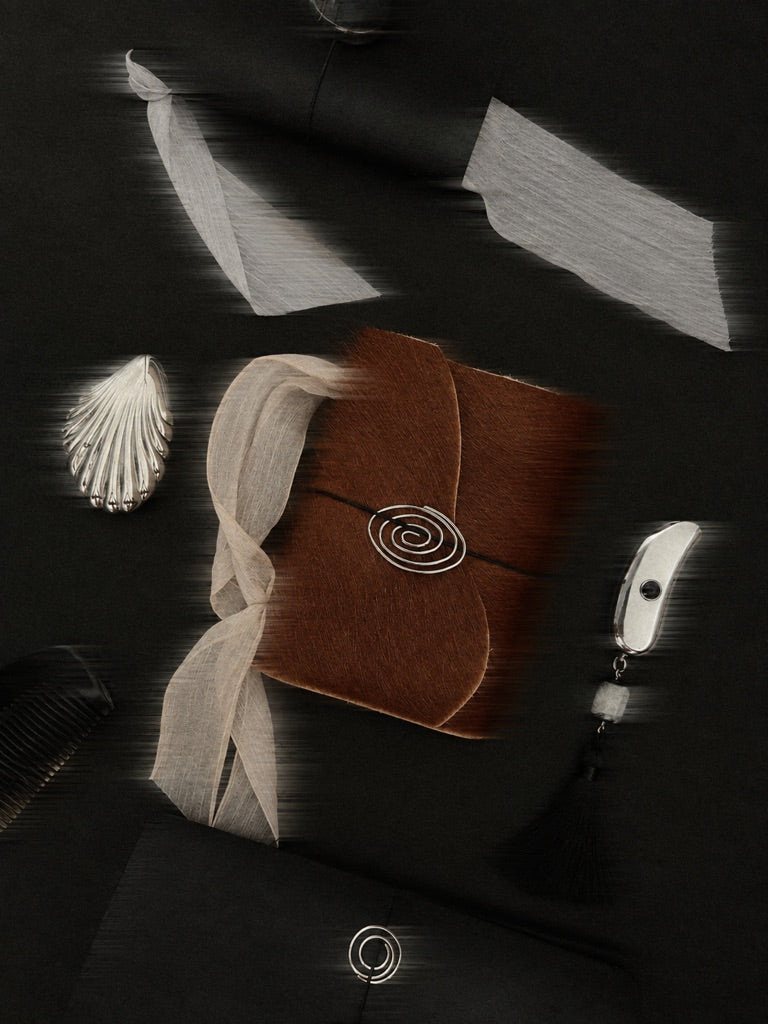 The Archive / Burnt Sienna Trifold Hair On Cowhide Journal  — POCKET, XL