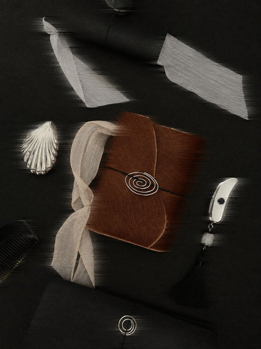 The Archive / Burnt Sienna Trifold Hair On Cowhide Journal  — POCKET, XL