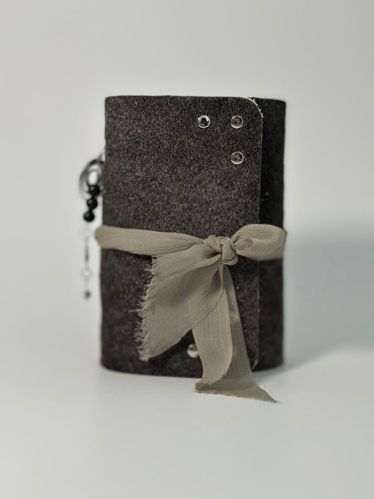 The Archive / Silver Ombré Trifold Hair On Cowhide Journal  — Pocket