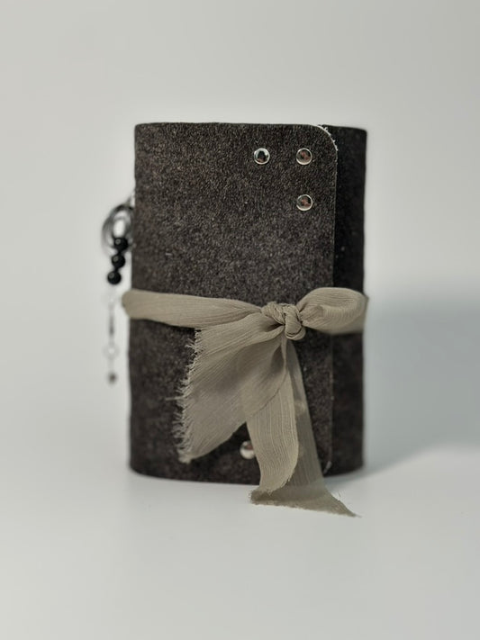 The Archive / Silver Ombré Trifold Hair On Cowhide Journal  — Pocket