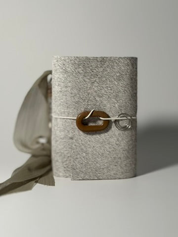 The Archive / Silver Ombré Trifold Hair On Cowhide Journal  — Pocket