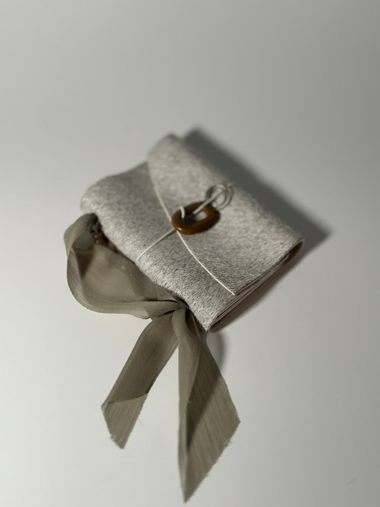 The Archive / Silver Ombré Trifold Hair On Cowhide Journal  — Pocket