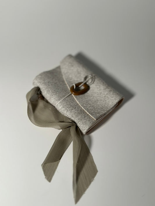 The Archive / Silver Ombré Trifold Hair On Cowhide Journal  — Pocket