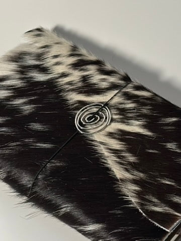 The Archive / Salt & Pepper Trifold Hair On Cowhide Journal  — XL