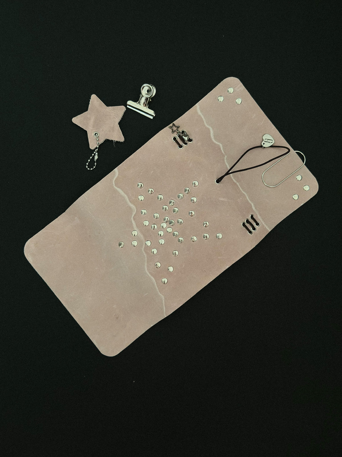 Raw Pink Leather Journal — Pocket