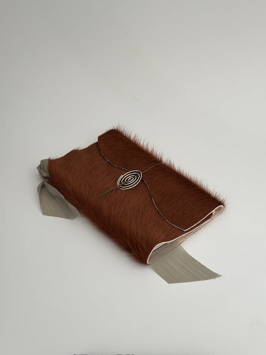 The Archive / Burnt Sienna Trifold Hair On Cowhide Journal — XL