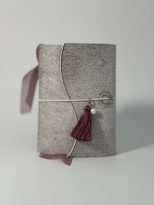 The Archive / Silver Ombré Trifold Hair On Cowhide Journal  — Pocket