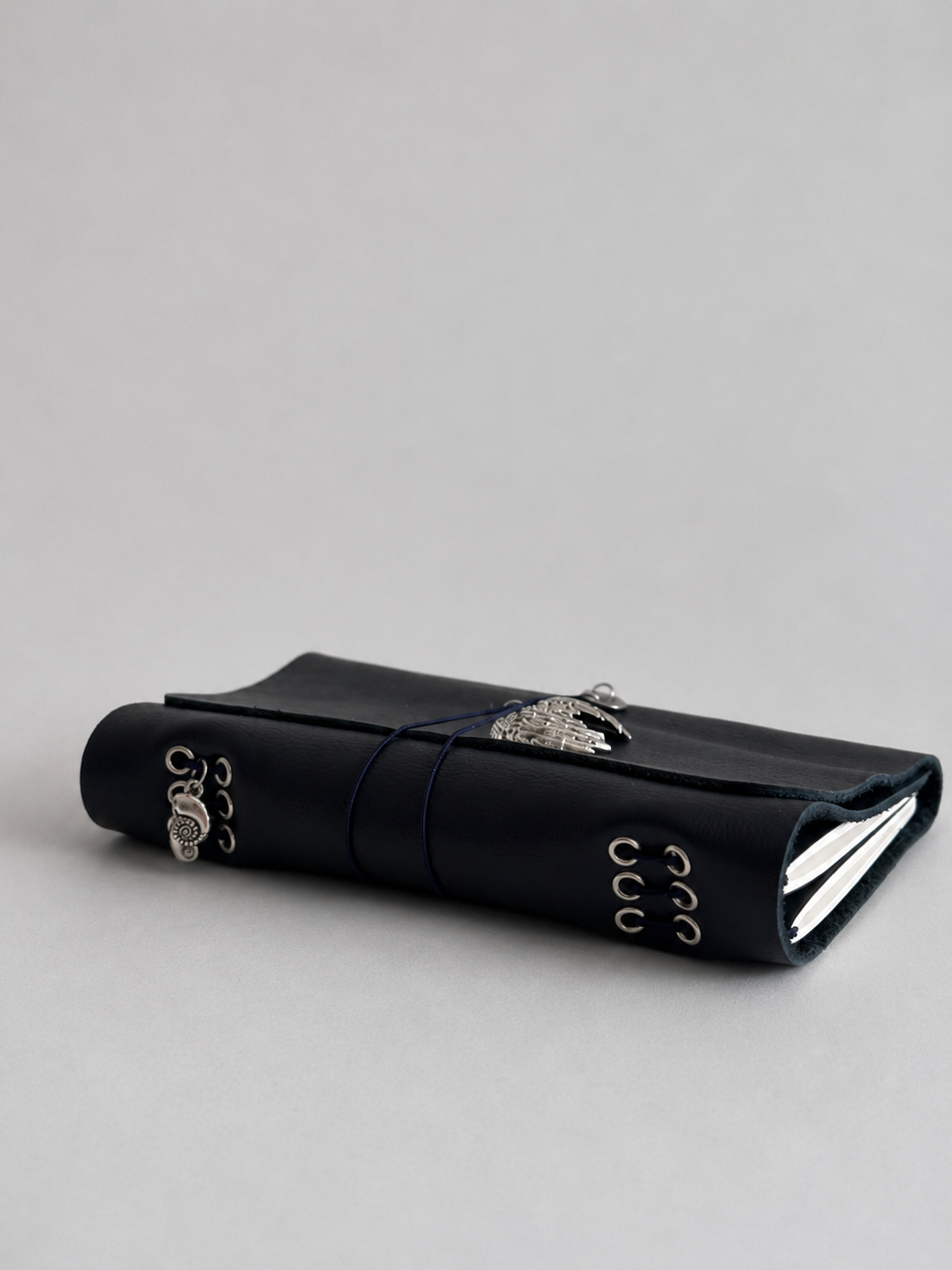 Soft Navy Leather Journal — Pocket