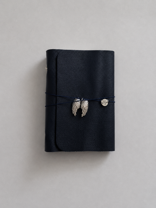 Soft Navy Leather Journal — Pocket