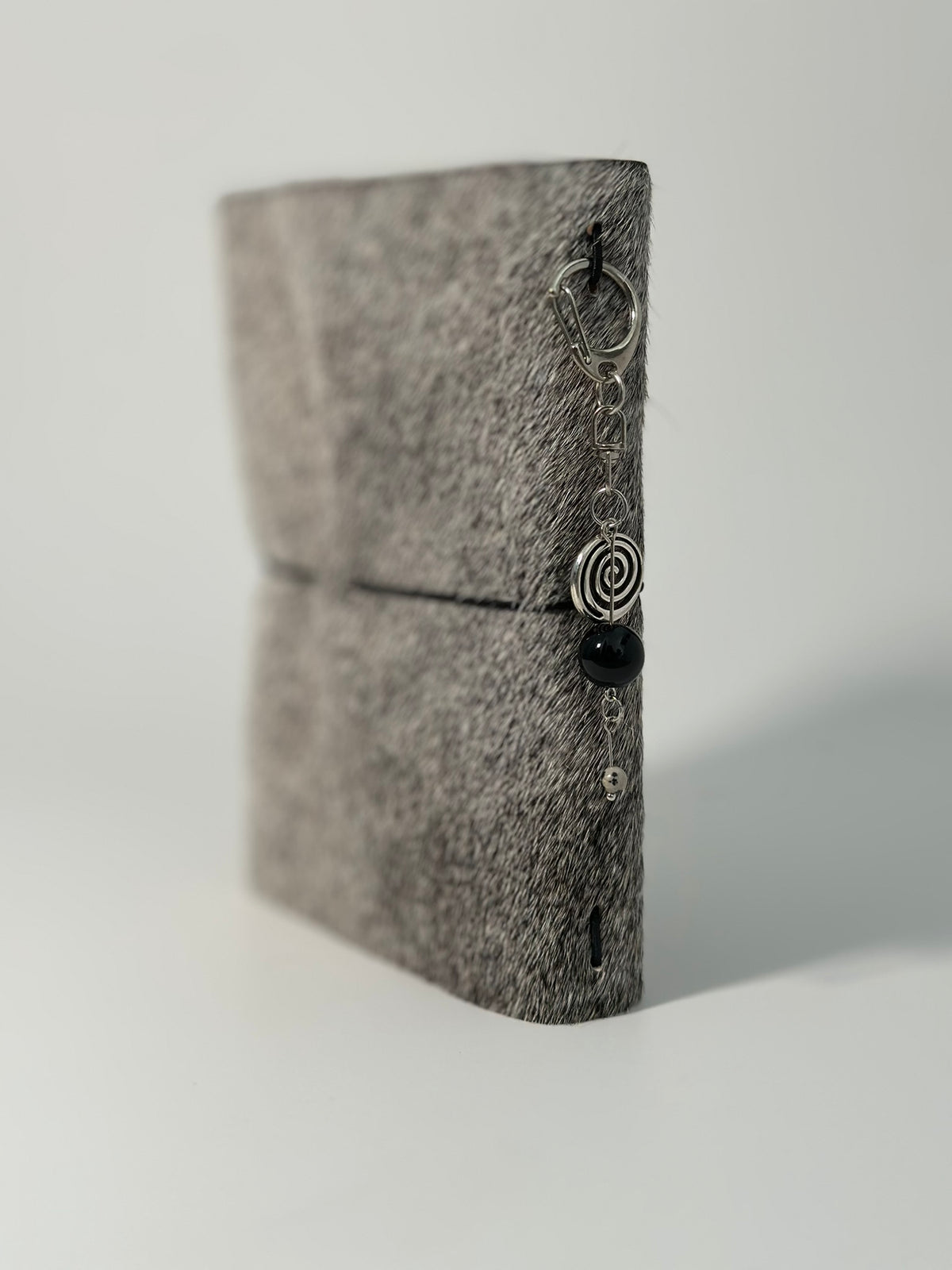 The Archive / Silver Ombré Trifold Hair On Cowhide Journal  — Pocket