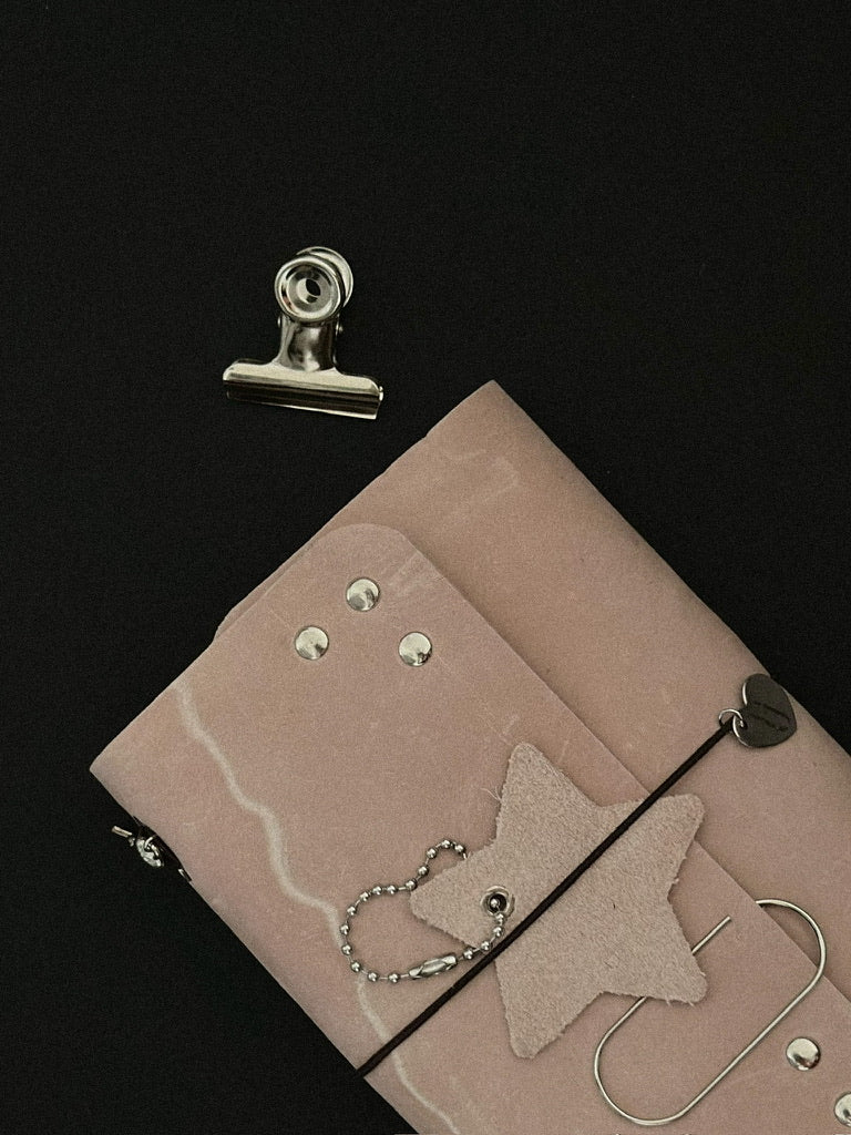 Raw Pink Leather Journal — Pocket