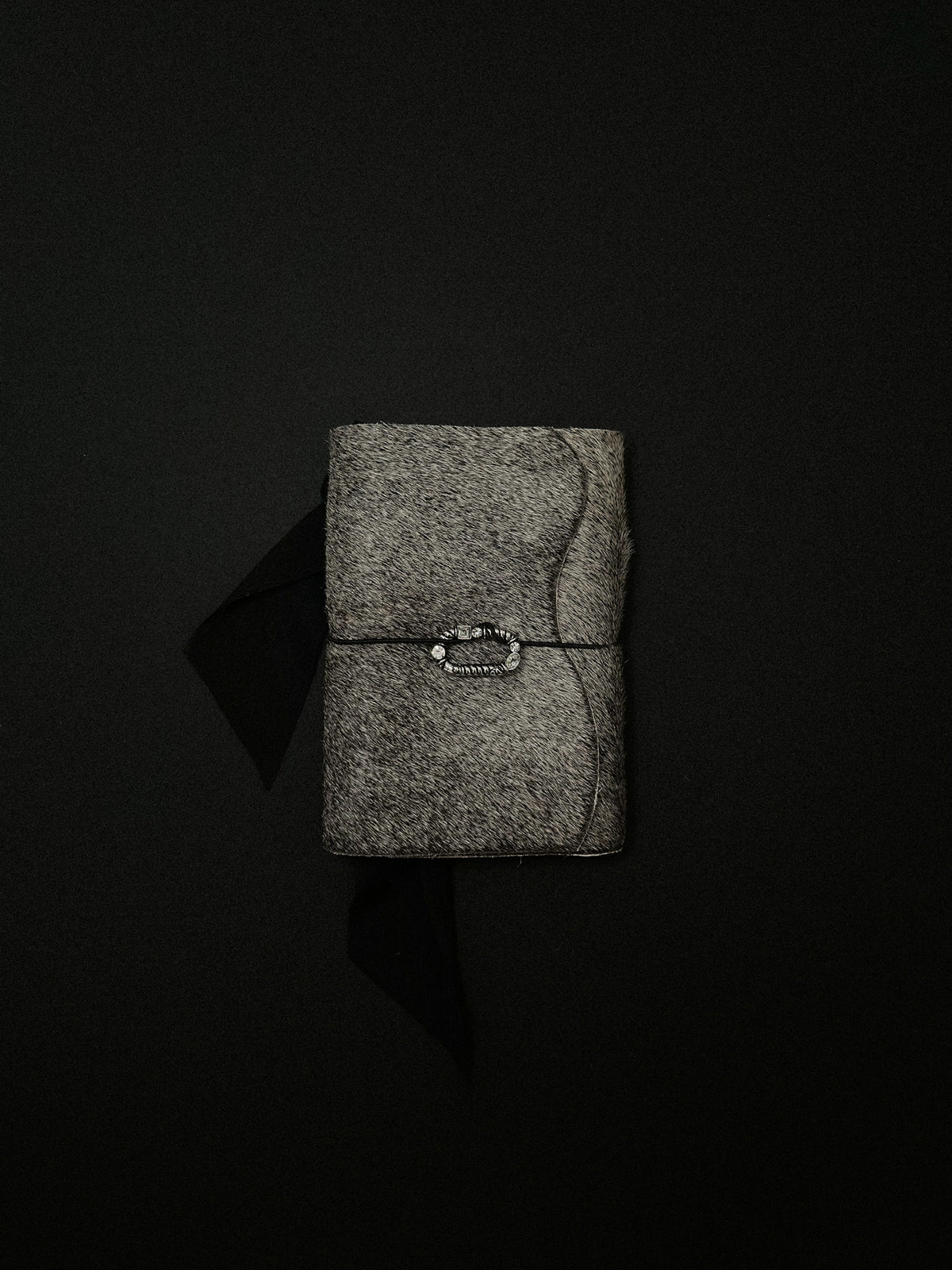 The Archive / Silver Ombré Trifold Hair On Cowhide Journal  — Pocket